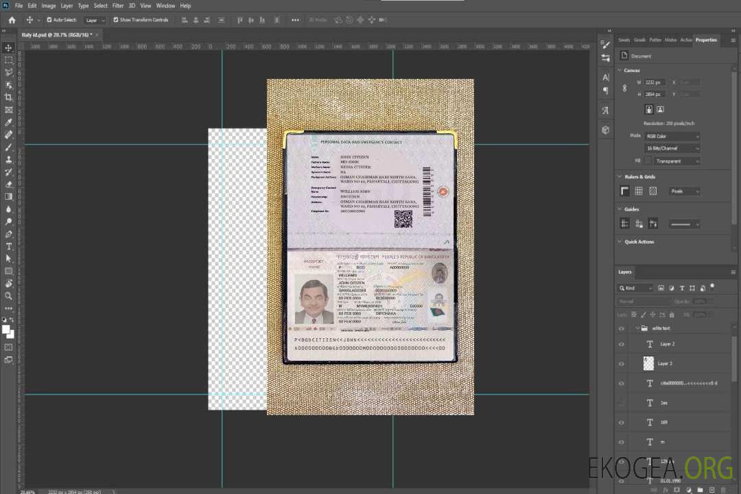 Aperçu photo du passeport électronique du Bangladesh (2020-présent) version 2 template